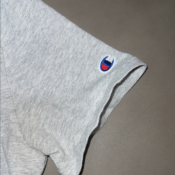 VINTAGE 90s Champion Heather Gray Tee with Colorful Logo - Picture 4 of 5